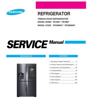 Samsung RF22M9581 RF22M9581SR RF22M9581SG Service Manual &amp; Repair Instructions