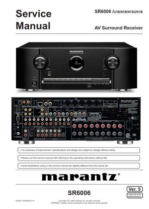 Marantz SR6006 A/V Surround Receiver Service Manual and Technicians Guide