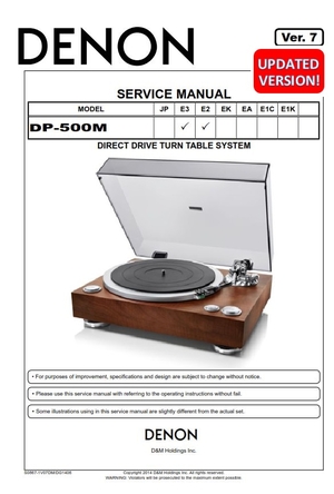 Denon DP-500M Turntable Service Manual and Repair Guide