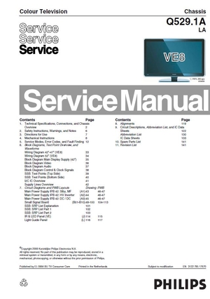 Philips 42PFL9703 47PFL9703 52PFL9703 HD LCD TV Service Manual Repair Guide