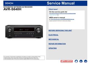 Denon AVR S640H original Service Manual &amp; Repair Instructions