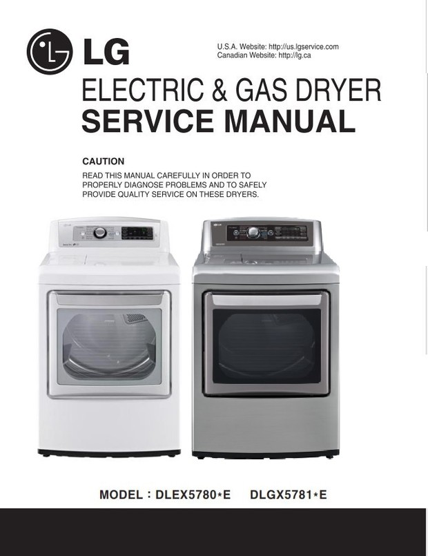 LG DLEX5780WE DLEX5780VE DLGX5781WE DLGX5781VE Dryer Service Manual
