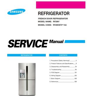 Samsung RF28K9070SG RF28K9070SR Service Manual &amp; Repair Instructions