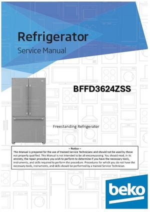 Beko BFFD3624ZSS Refrigerator Service Manual &amp; Repair Guide (PDF Download – 253 Pages)