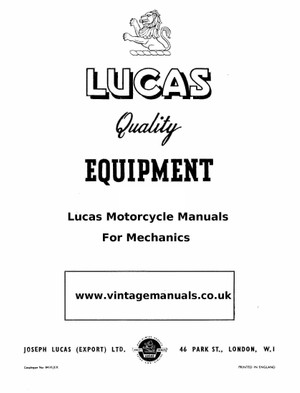 Lucas Electrical Motorcycle manuals for mechanics  