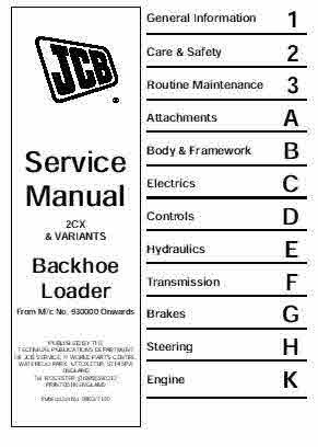 JCB Back Hoe 2CX Excavator Manual