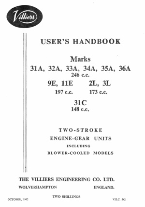  Villiers 9E 11E .. 2-3L... 31 32 33 34 35 36 A Motorcycle Engine Workshop Service and Repair Manual