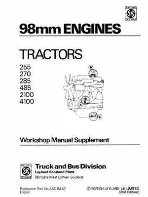 Leyland Model 38 Models 225 227 Turbo Tractors and 98mm Layland Diesel Engines.