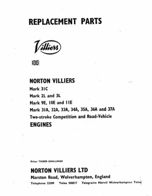 Villiers 31c 2-3L 9-19-11E 31 to 37 A Parts Manual