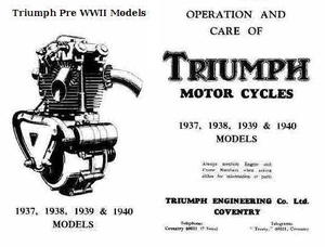 Triunph Motorcycle Vintage Parts Manuals Pre WW2 