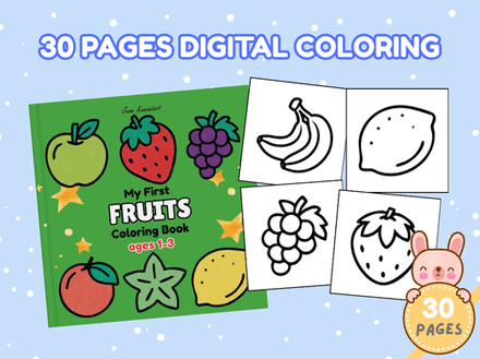 My First Fruits Coloring Book | Printable PDF for Toddlers | Ages 1–3