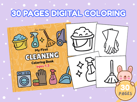 My First Cleaning Coloring Book for Toddlers | Ages 1–3 | Easy Printable PDF | Toddler busy book