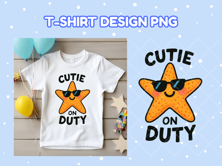Beach Starfish PNG – Cutie On Duty Summer Shirt Design for Kids &amp; Family Vacation