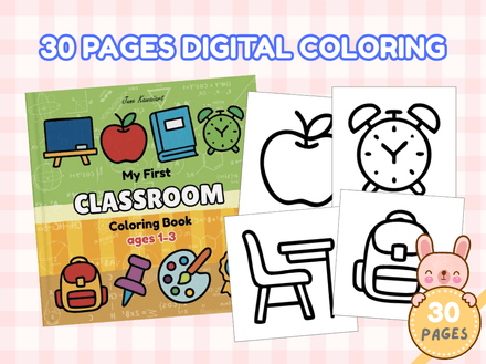 My First Classroom Coloring Book for Toddlers – Printable PDF Ages 1–3 | Bold &amp; Easy School Theme