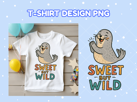 Sweet But Wild Seal PNG – Cute Animal Shirt Design for Kids, Moms, and Free Spirits