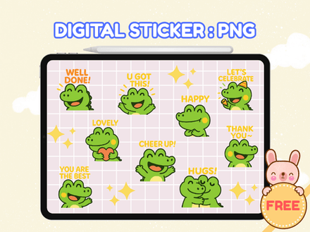 Cute Crocodile Digital Stickers PNG | Positive Quotes for Goodnotes &amp; Digital Planners