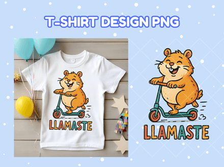 Scootin Happy Hamster – Funny Cartoon Animal Design with Llamaste Quote for Kids &amp; Adults