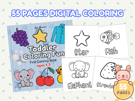 Toddler Coloring Fun | My First Printable Coloring Book for Ages 1–3 | Easy PDF for Beginners