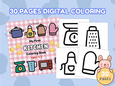 My First Kitchen Coloring Book for Toddlers – Printable Cooking Activity PDF for Ages 1–3