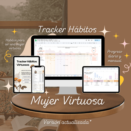 🎀 TRACKER de Hábitos Virtuosos Digital + IMPRIMIBLE
