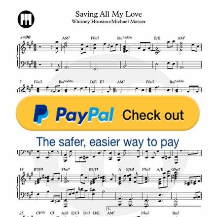 ♪ Saving All My Love For You - Piano Sheetmusic pdf /Whitney Houston