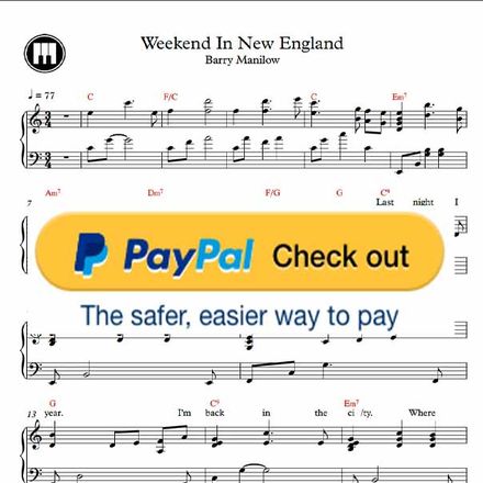 ♪ Weekend In New England - Piano Sheetmusic pdf /Barry Manilow