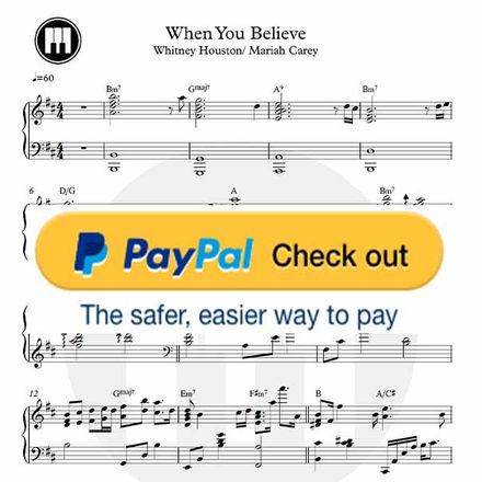 ♪ When You Believe - Piano Sheetmusic pdf /Whitney Houston ft. Mariah Carey