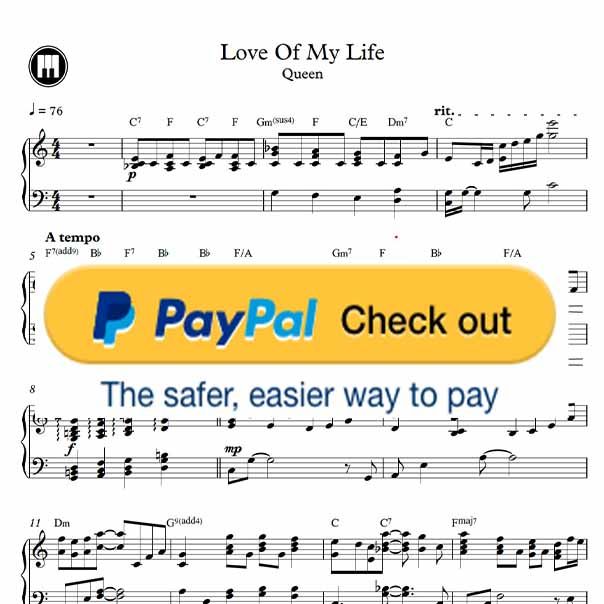 Love Of My Life - Piano Sheetmusic pdf /Queen