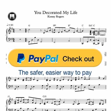 ♪ You Decorated My Life - Piano Sheetmusic pdf /Kenny Rogers