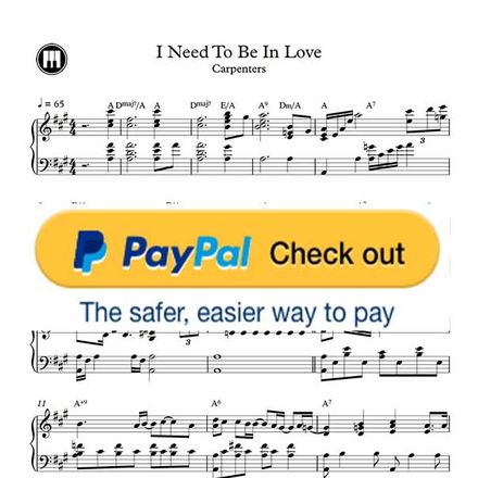 ♪ I Need To Be In Love - Piano Sheetmusic pdf/ Carpenters