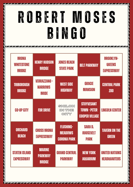 Robert Moses Bingo Card (DIGITAL DOWNLOAD)