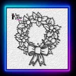 Holly Wreath Merry Christmas Wall Art Home Decor