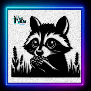 Raccoon Eating Woodland Mountain Cabin Wall Art Home Decor