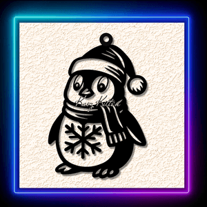 Penguin Snowflake Belly Santa Hat Ornament