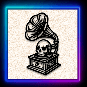Skull Record Player Haunted Wall Art Home Decor