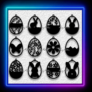 12 Easter Pendants Bunny Rabbit Home Decor Keychain