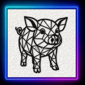 3D Geometric Pig Wall Art Home Decor