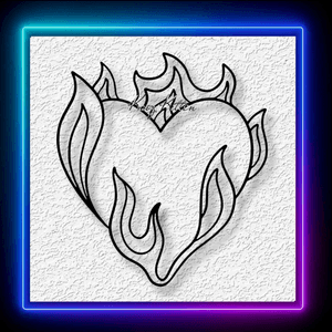 Burning Love Heart Valentines Day Wall Art Home Decor