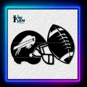 Buffalo Bills Helmet and Football Team Logo Wall Art Home Decor