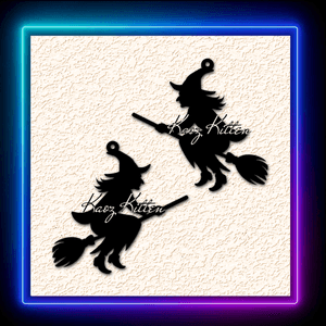  Flying Witch with Broom Stick Earrings 
