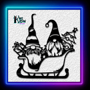 Garden Gnomes Sleigh Christmas Wall Art Home Decor