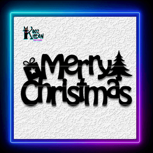 Merry Christmas Sign with Tree Xmas Wall Art Home Decor