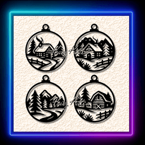 Christmas Snow Cabin Trip Ornaments