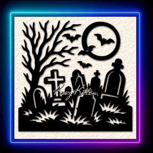 Haunted Cemetery Halloween Wall Art Home Decor