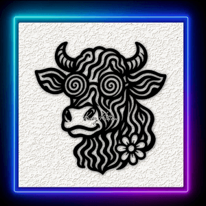 Boho Hippie Cow Wall Art Home Decor