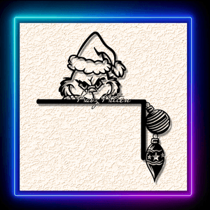 Grinch Grin Santa Hat Door Topper