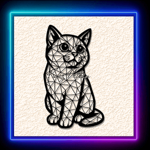 Geometric Kitty Cat Stare Wall Art Home Decor