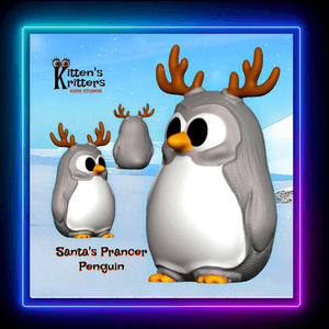 Christmas Knit Toy Prancer Penguin With Reindeer Antlers