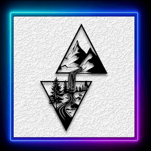 Mountain Waterfall Triangles Wildlife Wall Art Panel Home Decor