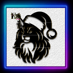 Maine Coon Santa Claws Christmas Wall Art Home Decor